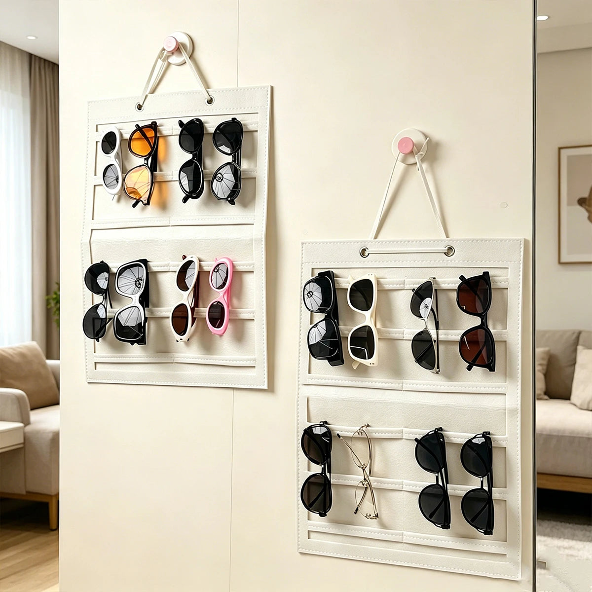 1pc felt foldable glasses display bag hanging saving countertop space portable and suitable for hair clips glasses clip storage Oasis Select