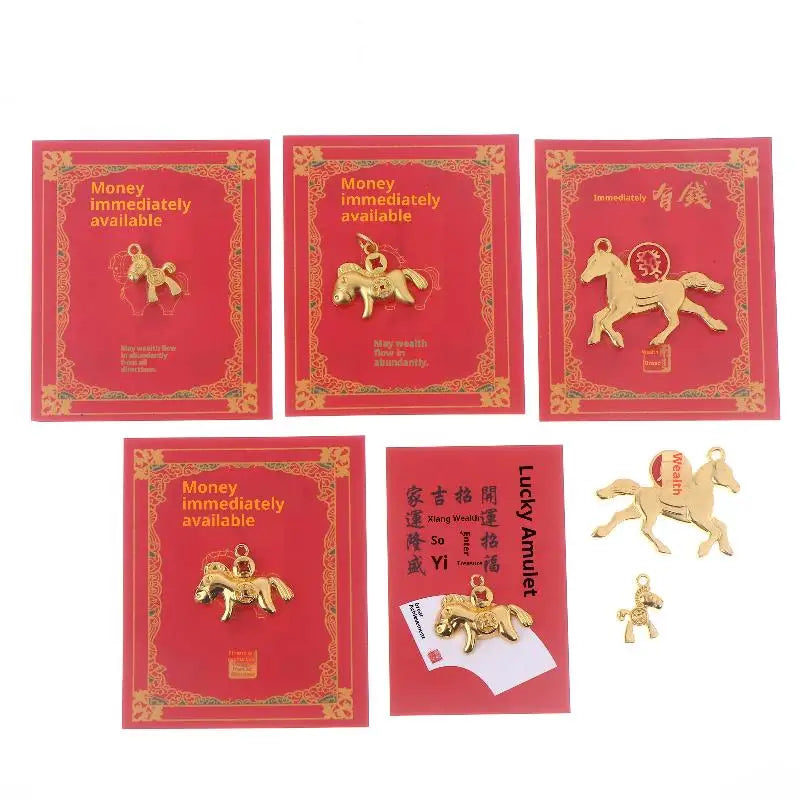 New Year Gifts Ornament Set, 2/3/4/10Pcs Golden Zodiac Horse Pendant, 2026 Year Of The Horse Car Home Decor Oasis Select