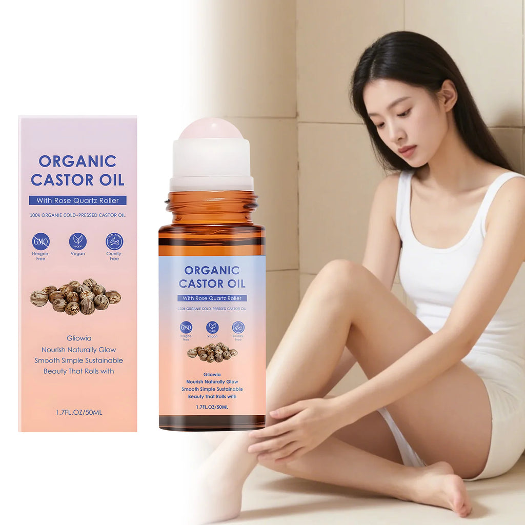 Castor Oil Roller Body Oil with Vitamin E – Moisturizing 50ml Body Massage Oil Oasis Select