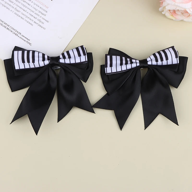 Piano Key Bow Hair Clip – Musical Non-Slip Grip for Women Hair Clip Oasis Select Black 2pcs