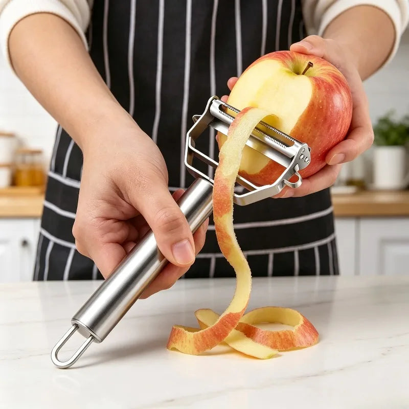 Double-end Peeler Stainless Steel Fruit Vegetable Planer Practical Kitchen Gadget for Home Daily Food Preparation Oasis Select