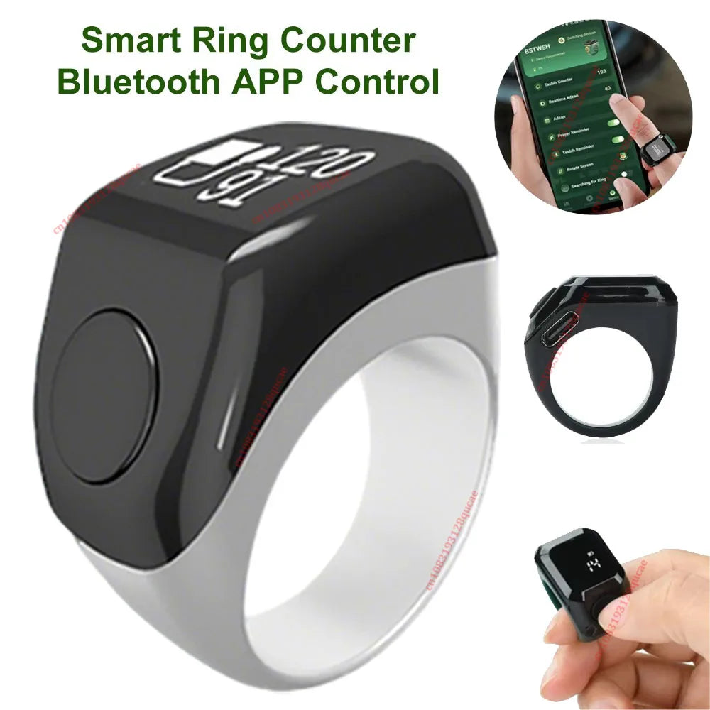 Smart Bluetooth Zikr Tasbih Ring Counter – LCD & Vibration Alert