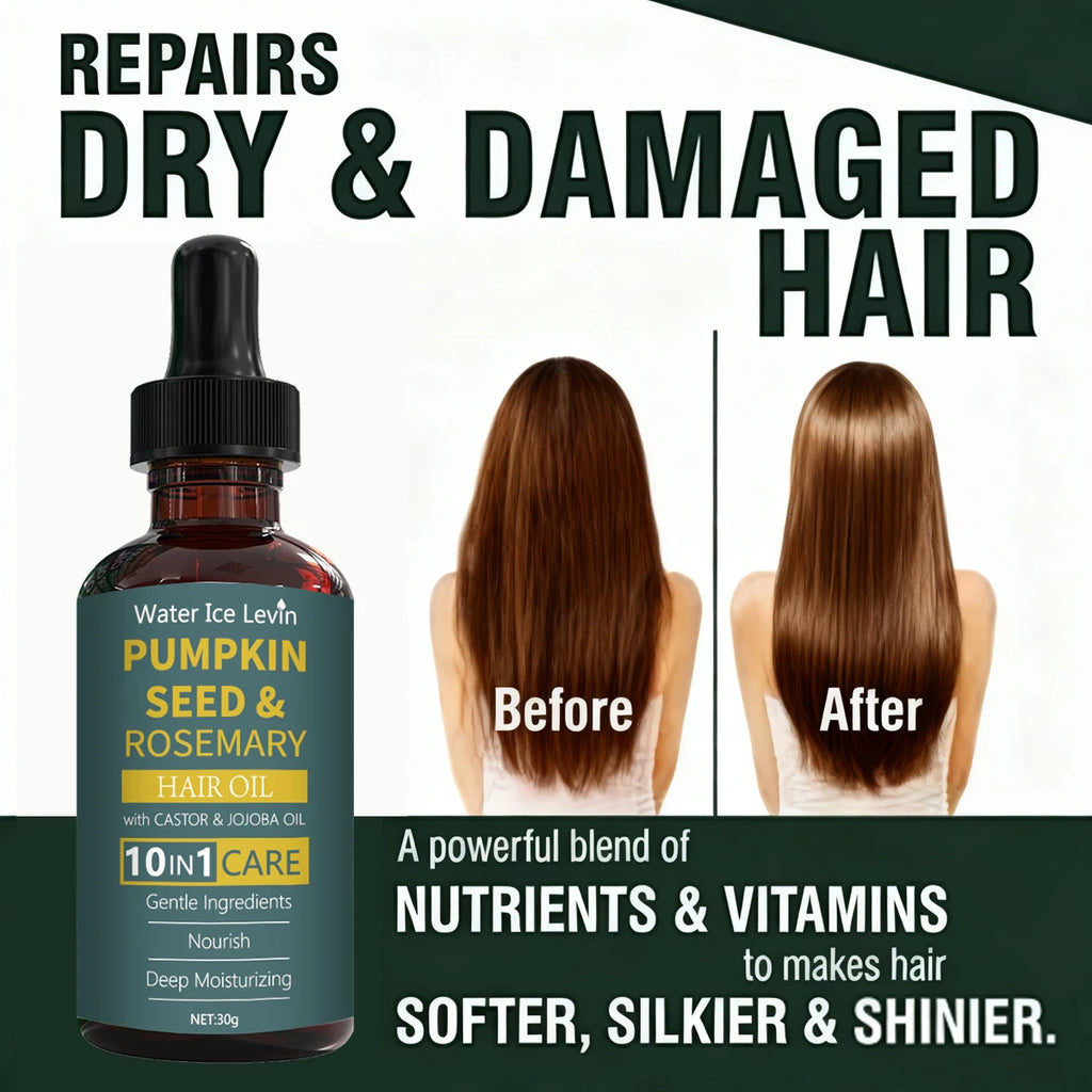 Pumpkin Seed & Rosemary Hair Oil 10-in-1 Care for Deep Nourishing & Moisturizing,Gentle Formula for All Hair Types Oasis Select