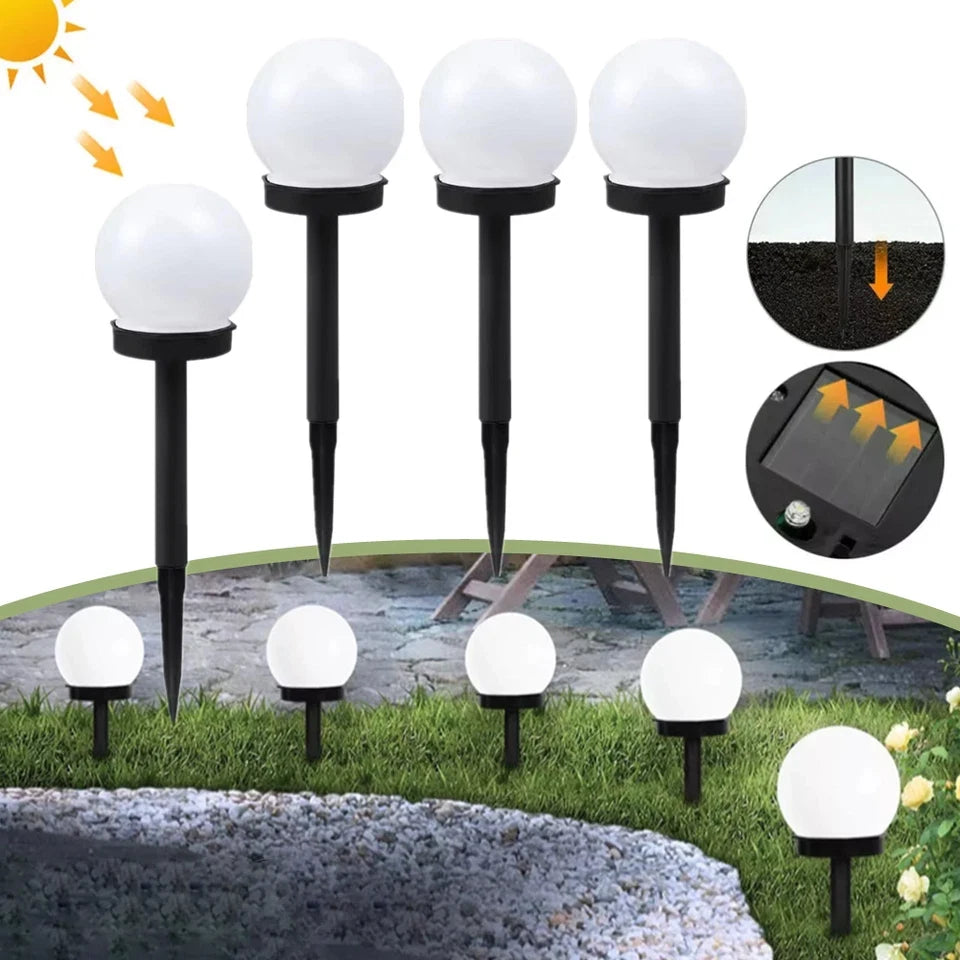 Solar Powered LED Garden Lights Stake Post Patio Path Outdoor Globe Lighting Lawn Ground Mounted Light Courtyard Lawn Lamp 2PCS Oasis Select