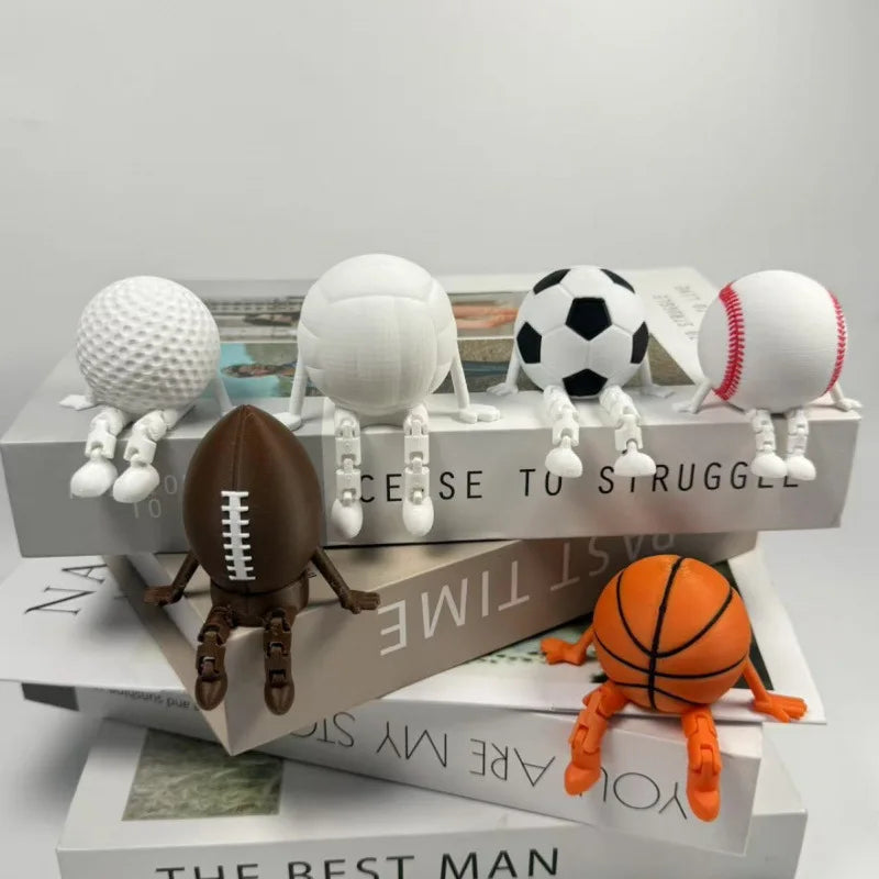 Articulated Sports Ball Figurines Creative Golf Soccer Basketball Decor Home Office Movable Joint Desktop Ornaments Idear Gift Oasis Select
