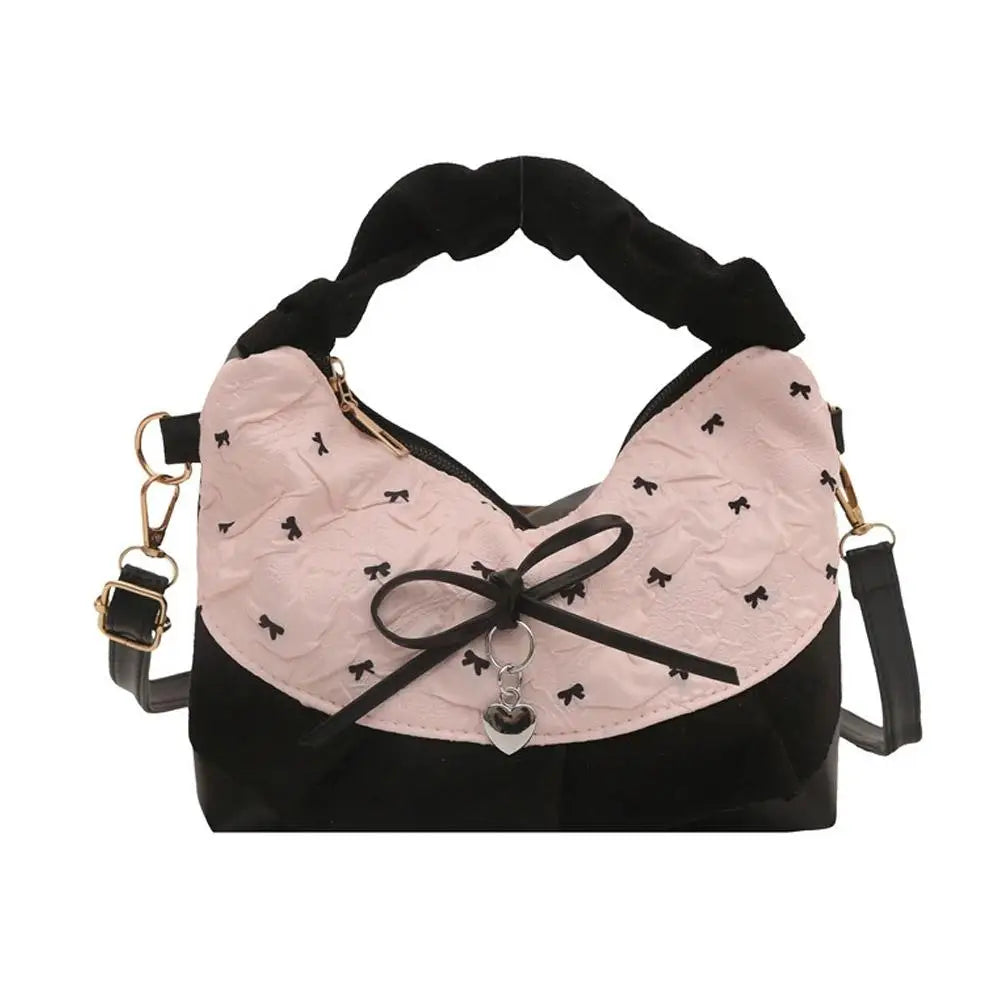 Women's Plaid Bow Dumpling Crossbody Canvas Bag | Handbag
