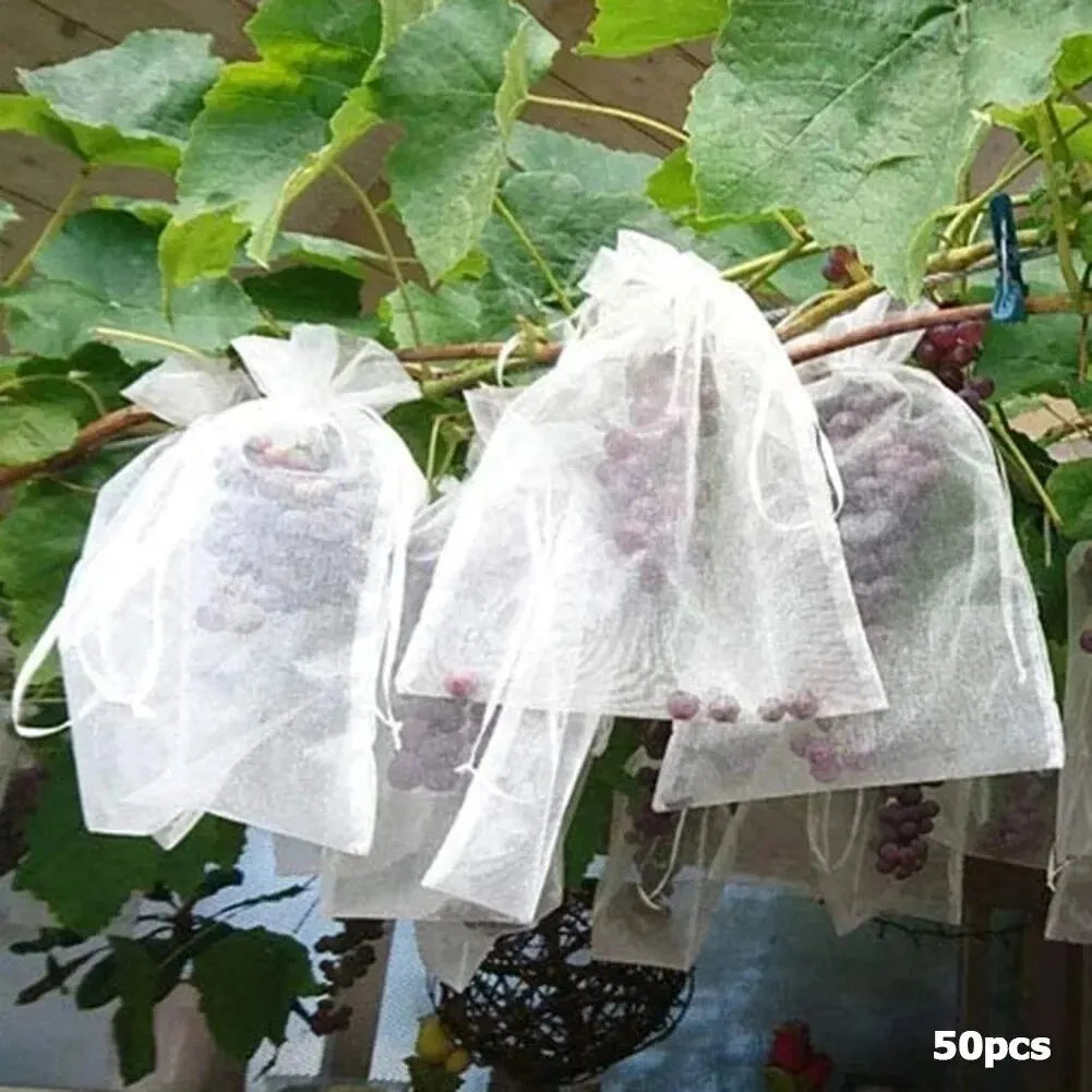 50pcs Fruit Protection Bags Anti-Bird Garden Netting Bags Strawberry Grapes Mesh Bag Plante Vegetable Netting Cover Garden Tool Oasis Select