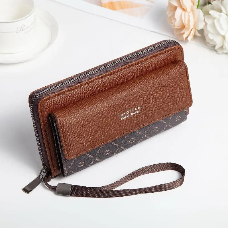 Men's PU Long Wallet Zipper Clutch – Card Slots & Phone Bag