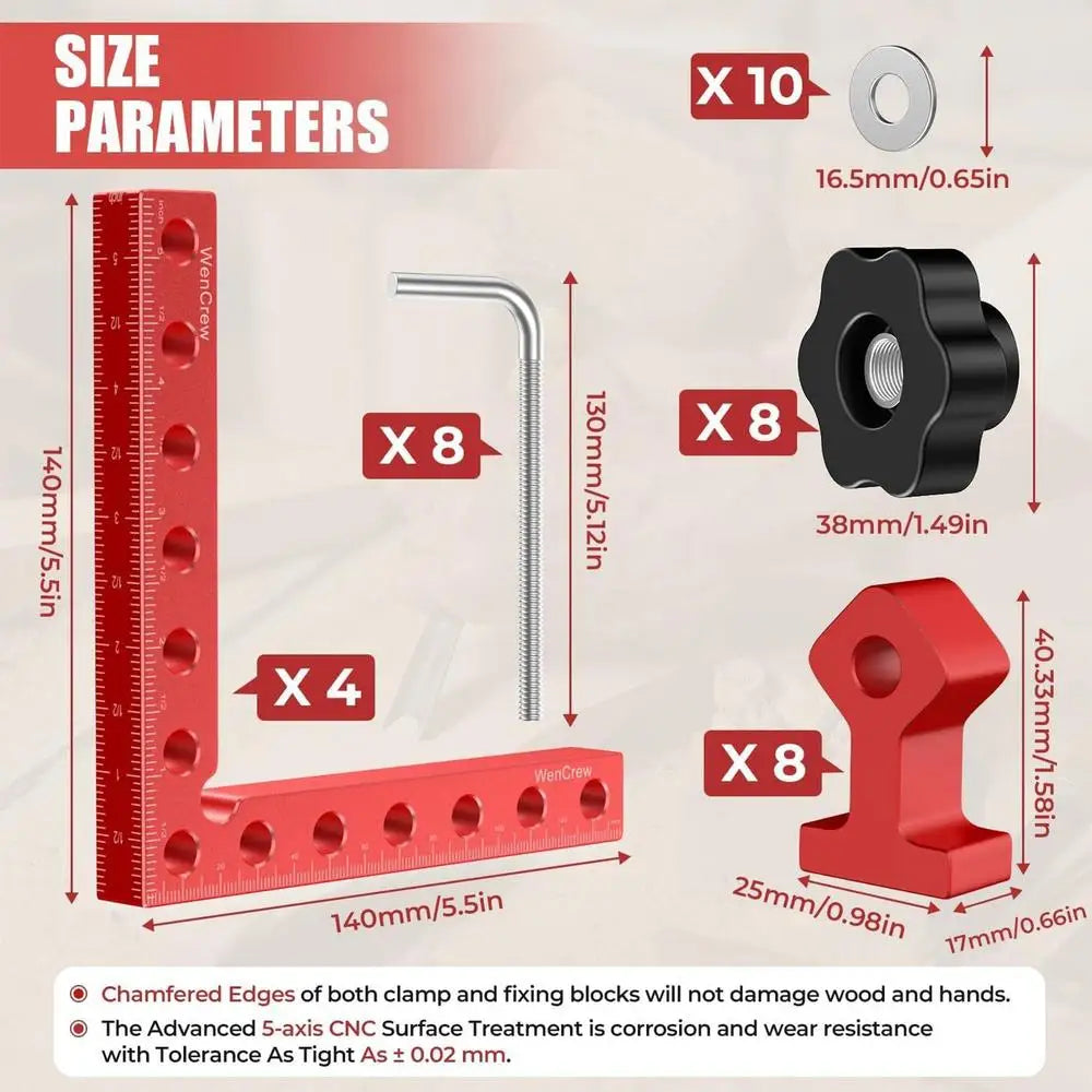 Corner Clamp 90 Degree Aluminum Alloy Metal Corner Clamps For Woodworking Positioning Squares Fixed Right Angle Clamp Hand Tool Oasis Select Red