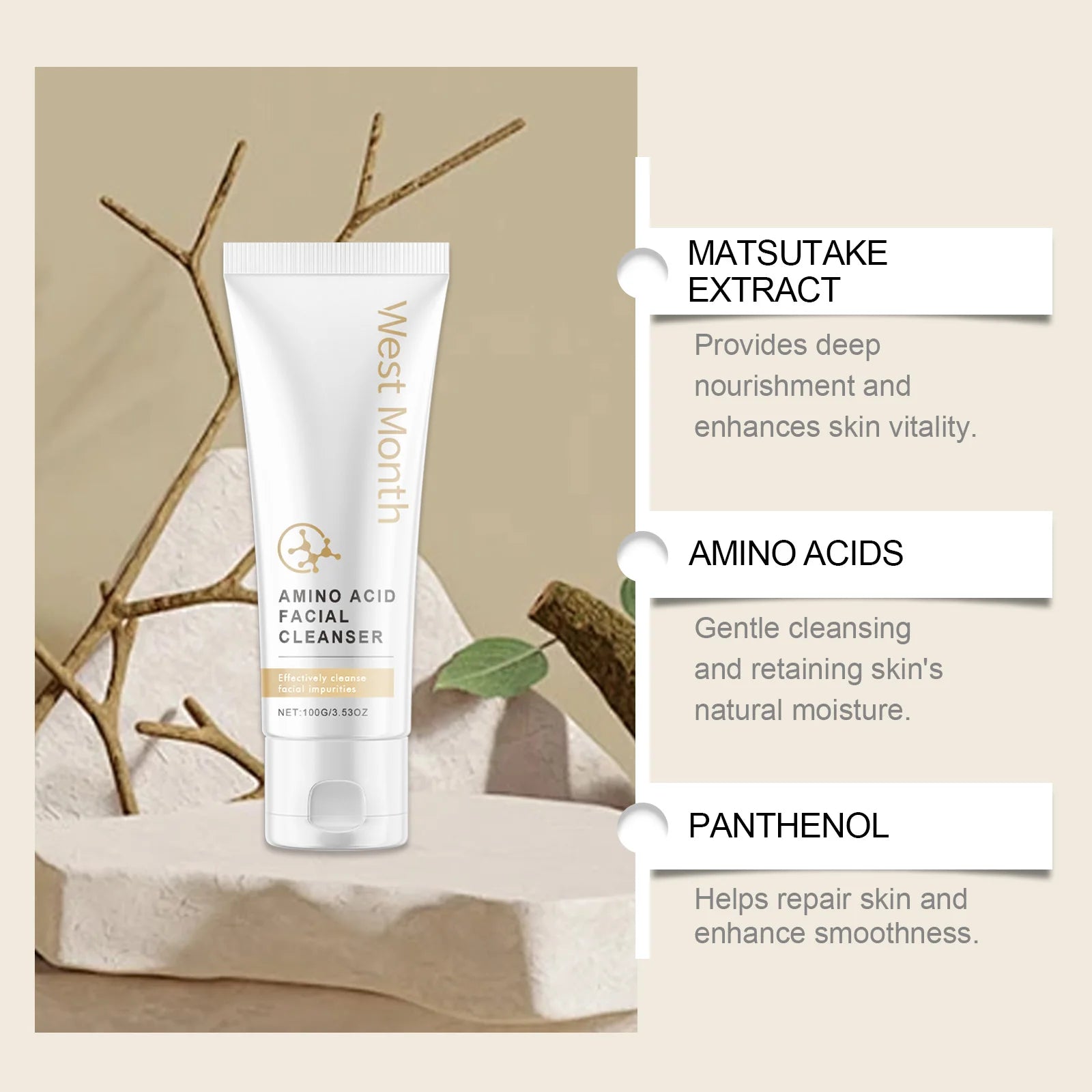 Amino Acid Facial Cleanser – Pore Purifying & Oil Control 100g Amino Acid Cleanser Oasis Select
