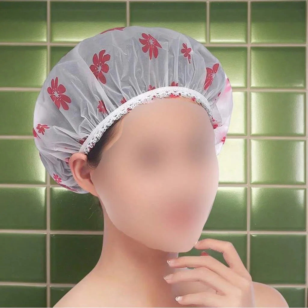 5pcs Waterproof Shower Cap WOMEN'S Household Bathing Anti-oil Smoke Hair Care Shower Cap Dry Hair Cap Oasis Select