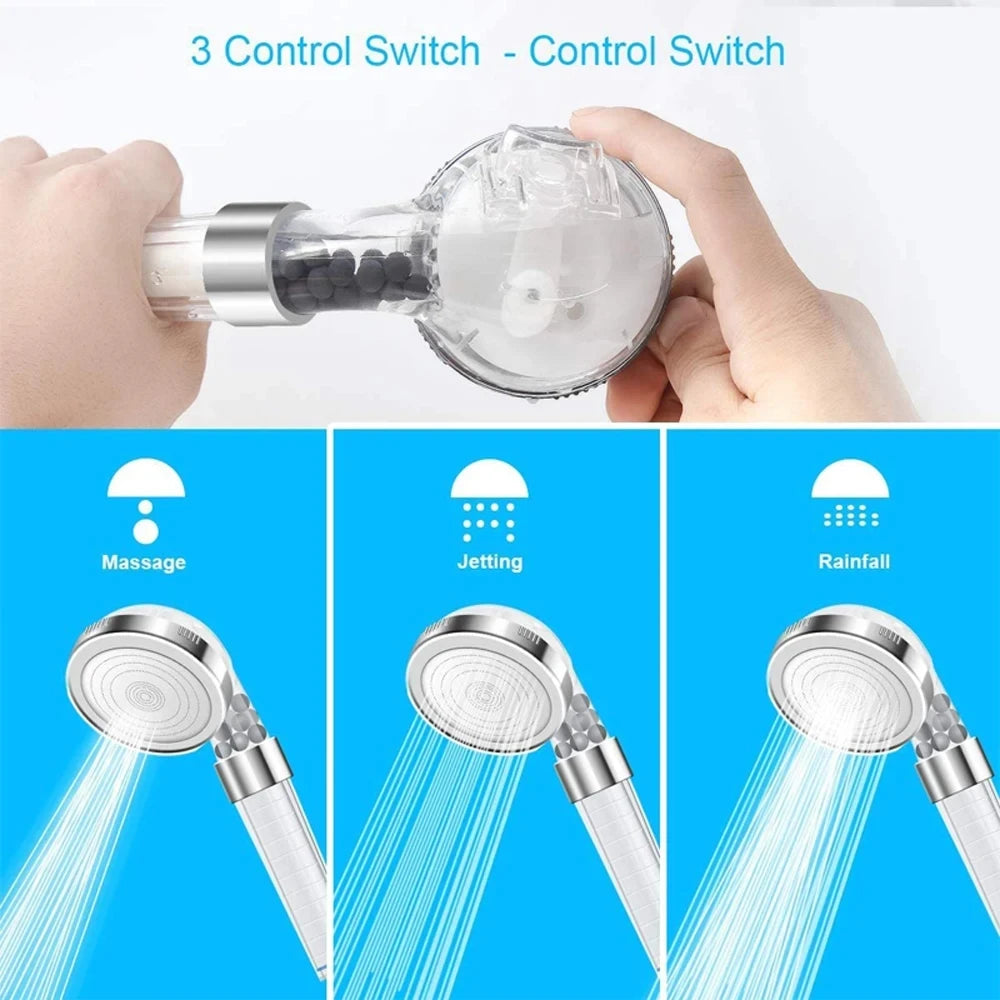 3 Mode Water Purifier Filter Shower Head High Pressure Showers Bathroom Set High Pressure Multifunctional Purification Device Oasis Select