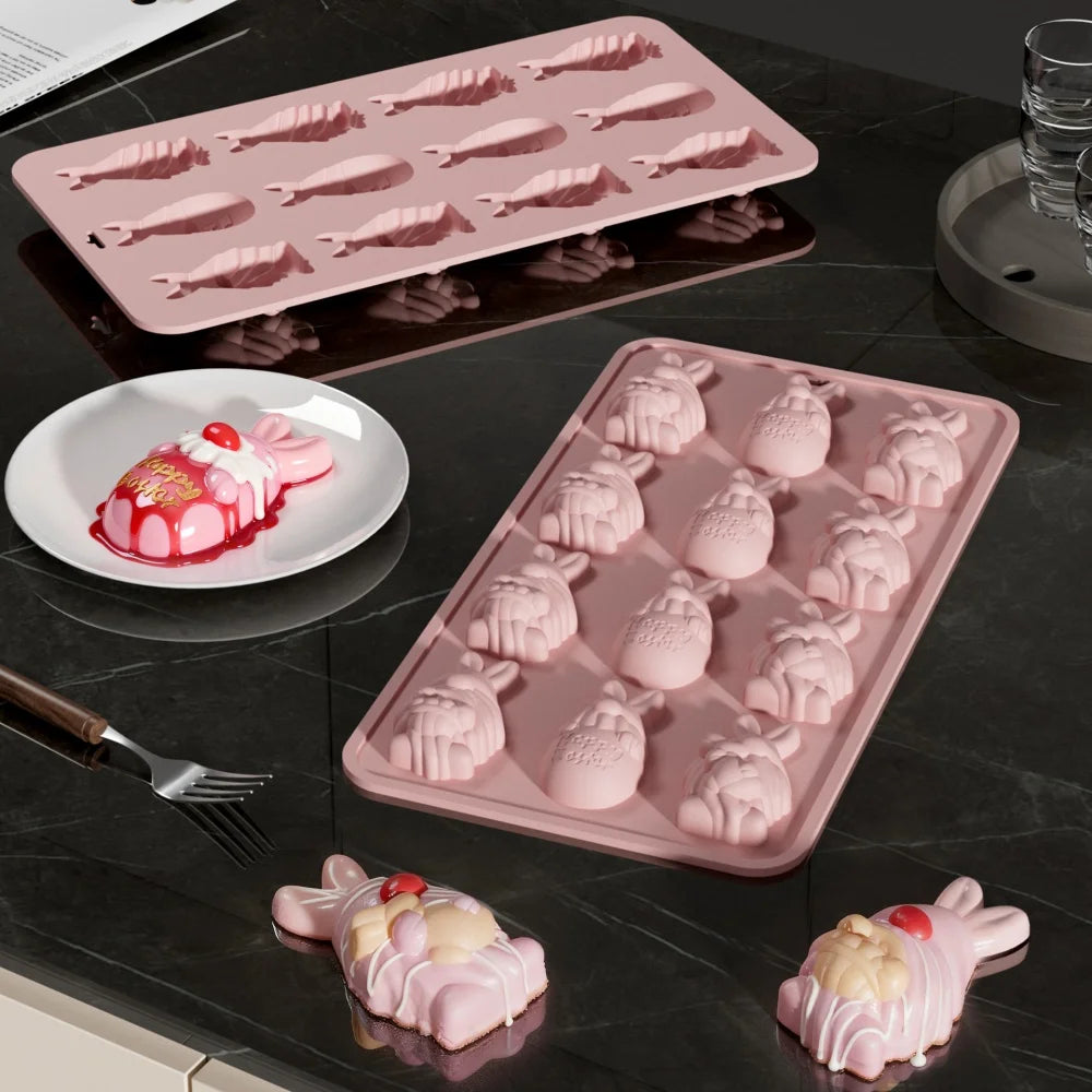New Easter Rabbit Shaped Silicone Mold Bunny Jelly Chocolate Cake Mould Baking Tool Easter Party Decoration Kitchen Bakeware Oasis Select
