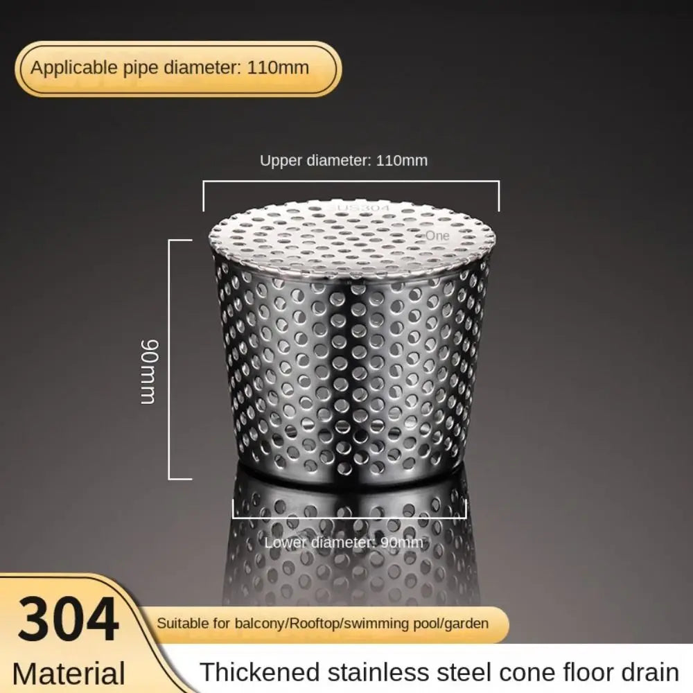 1Pc Stainless Steel Rooftop Floor Drain Cover Anti-Clog Circular Shape Outer Side Filter Screen Balcony Floor Drains Oasis Select 110mm