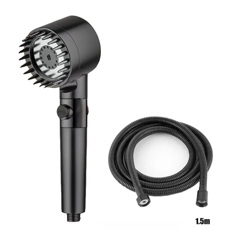Portable Shower Filter Three Modes of Water Output Showerhead Head Massage Bathroom Accessories One Click Water Stop Knobs Heads Oasis Select Black suit C