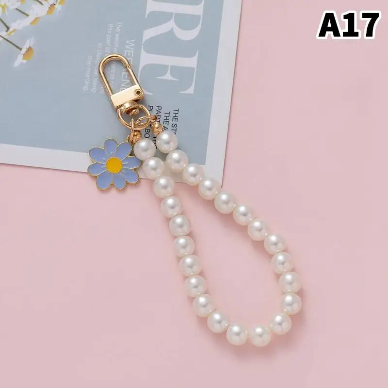 Pearl Flower Keychain Charm – Beaded Bag & Phone Pendant Keychain Charm Oasis Select A17