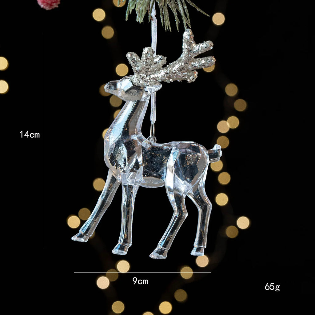 Christmas Tree Pendant Decoration Clear Acrylic Angel Deer Light Luxury Hanging Ornament Christmas Decoration Oasis Select Deer 1