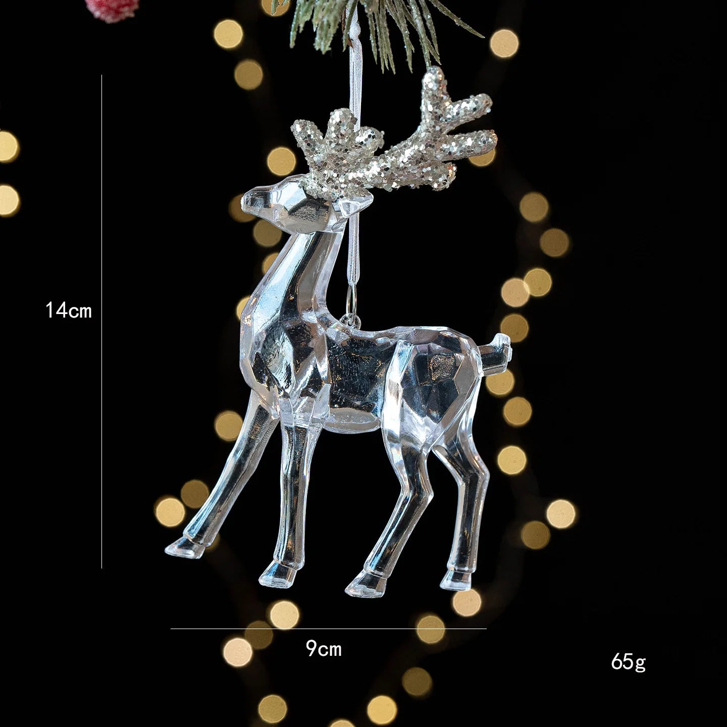 Christmas Tree Pendant Decoration Clear Acrylic Angel Deer Light Luxury Hanging Ornament Christmas Decoration Oasis Select Deer 1