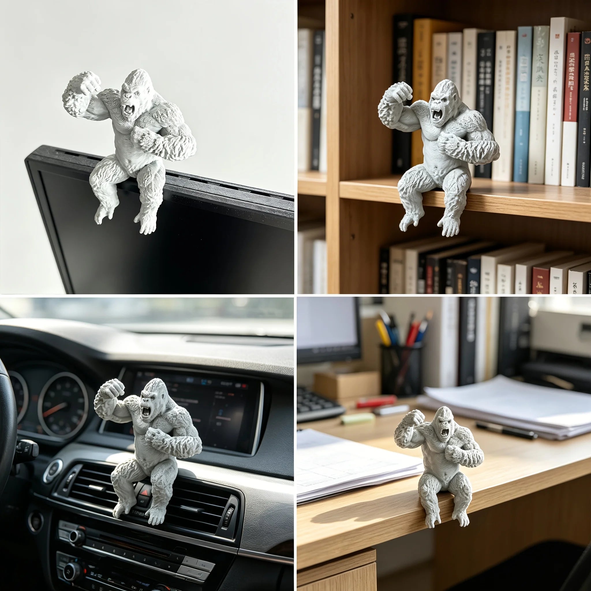 Creative Roar Gorilla Desk Monitor Topper Figurines Statues Ape Cool Desktop Ornaments for Computer Monitor Shelves Office Decor Oasis Select
