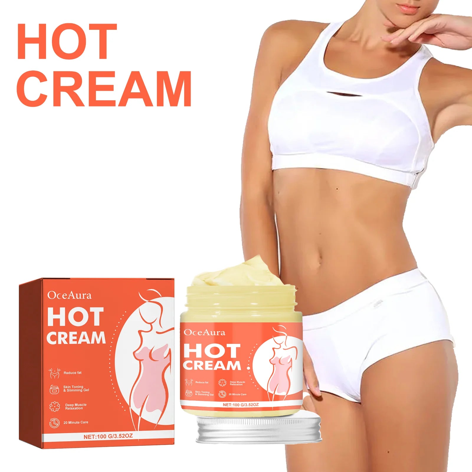 OceAura Anti-Cellulite Hot Cream – Slimming & Firming Lotion 100g Slimming Body Cream Oasis Select