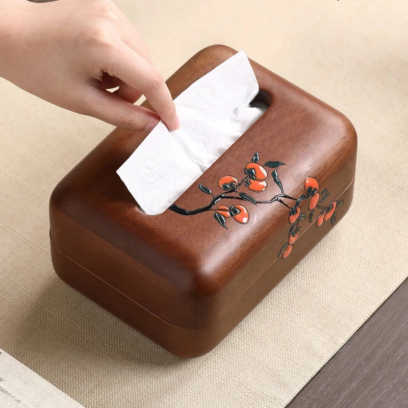 New Chinese Style High-end Tissue Box Living Room Coffee Table Chinese Style Paper Box Decoration Desktop Home Use Oasis Select