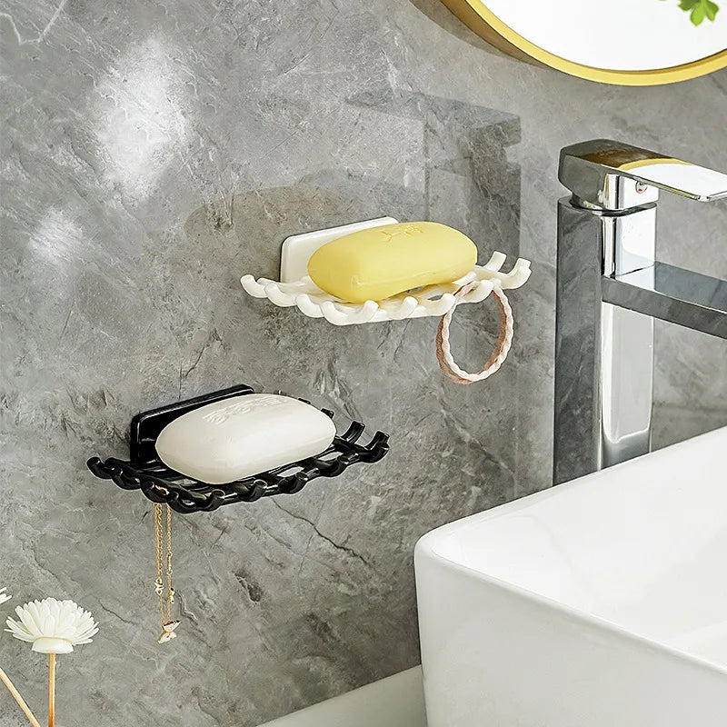 Soap Box Wall Mounted Drainage Shelf For Home Use No Punching High-end Bathroom New Soap Dish Rack Hooks For High-end Bathrooms Oasis Select
