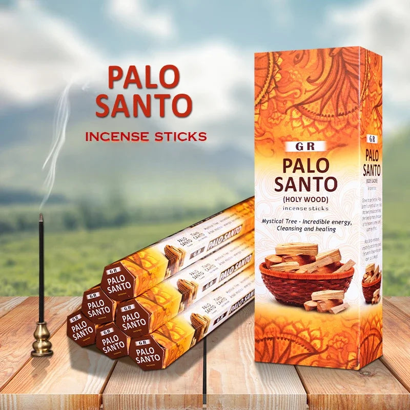 India Sandalwood Incense Sticks Meditation Lavender Sage Palo Santo Rose Jazmin Line Incense Aromatherapy Lasting Fragrance Oasis Select Palo Santo 1 small box-20sticks