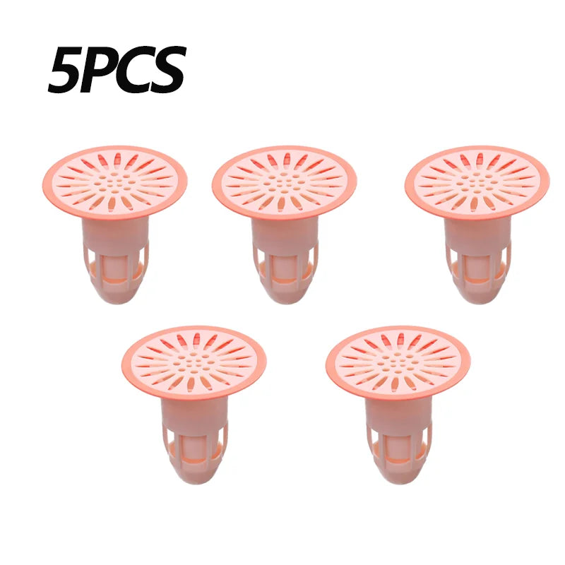floor drain deodorizer sewer deodorizer gag catcher bathroom sewer filter anti-bug cockroach bathroom toilet sealing plug cover Oasis Select Pink 5PCS