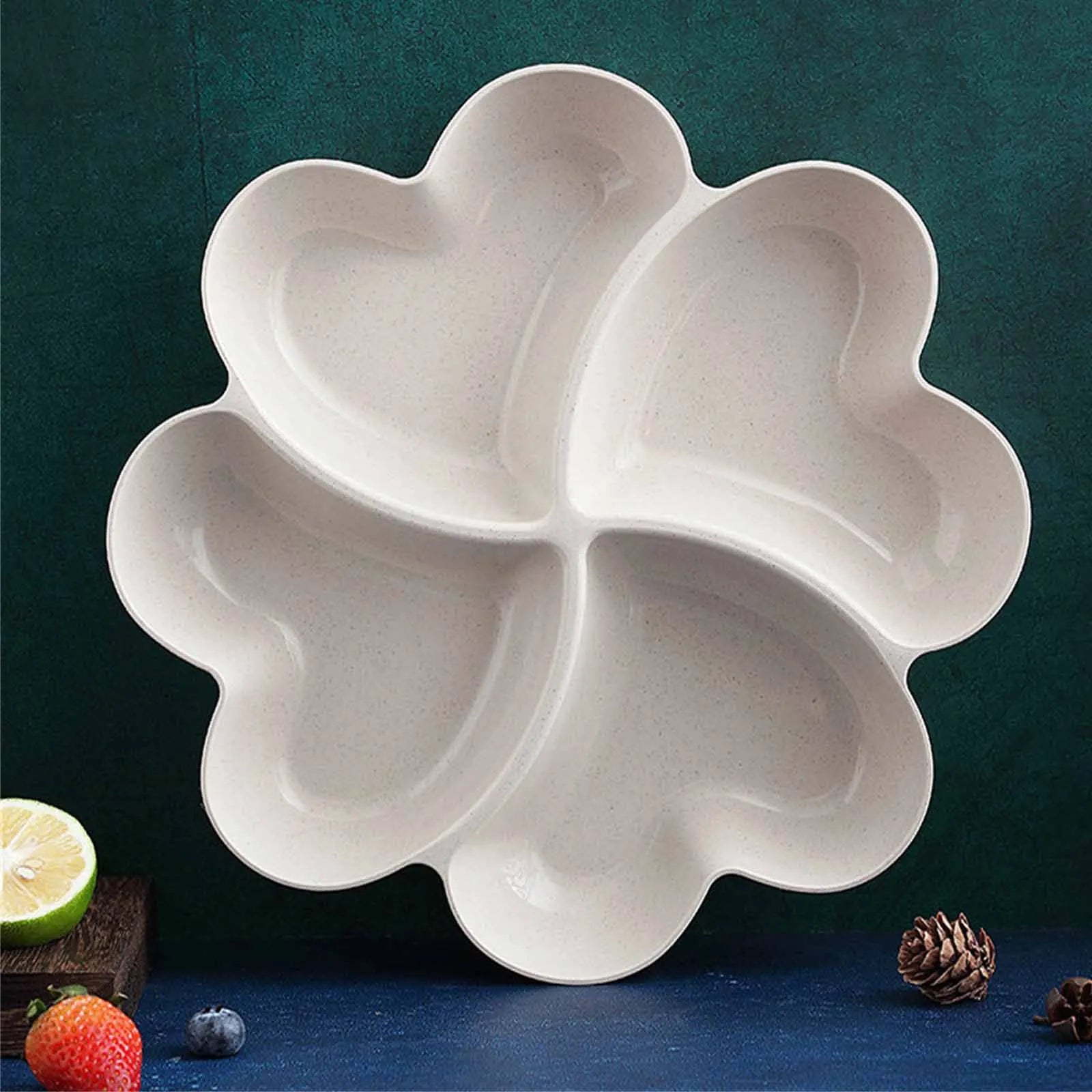 Four-Leaf Clover Snack Plate – Heart Compartment Fruit Tray Serving Snack Tray Oasis Select C