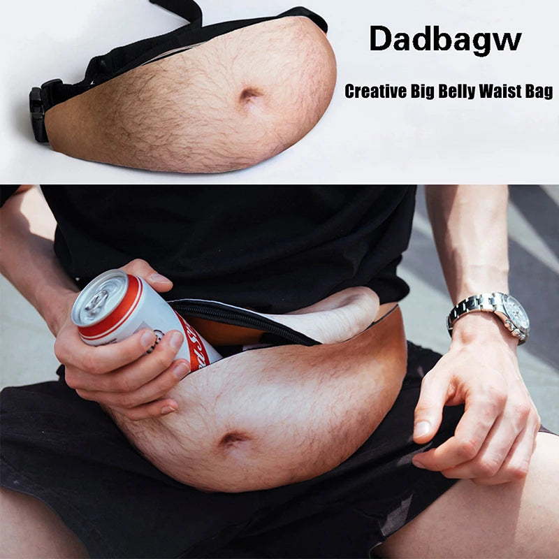 Funny Dad Bod Money Belt Bag Men Travel Bags Flesh Color Creative Fanny Pack Beer Fat Belly Bum Pouch Waist Bag Oasis Select