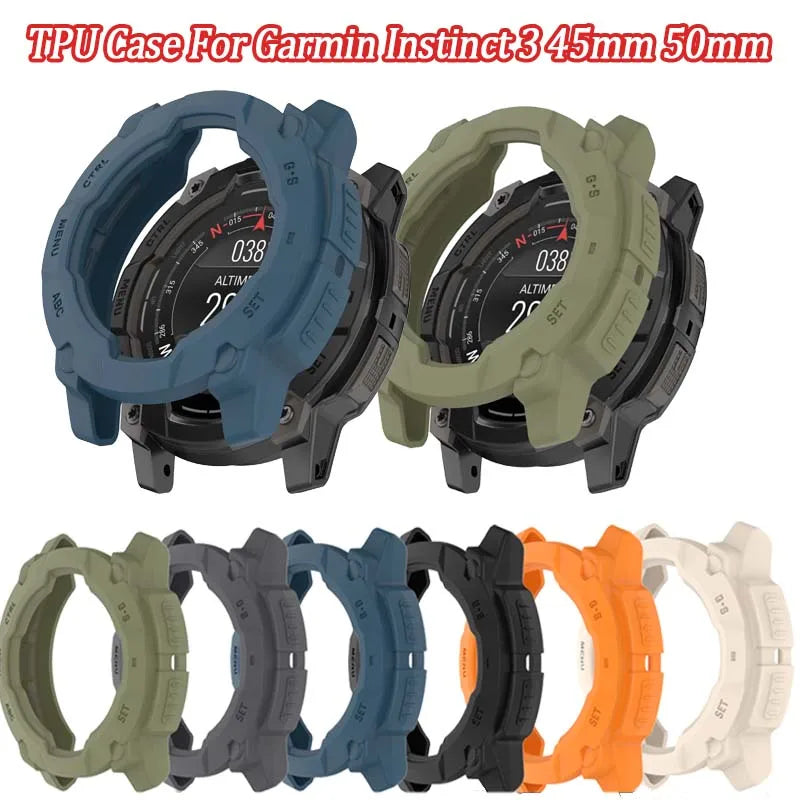TPU Case for Garmin Instinct 3 45mm 50mm AMOLED Solar Bumper Cover Smartwatch Bumper Case Oasis Select