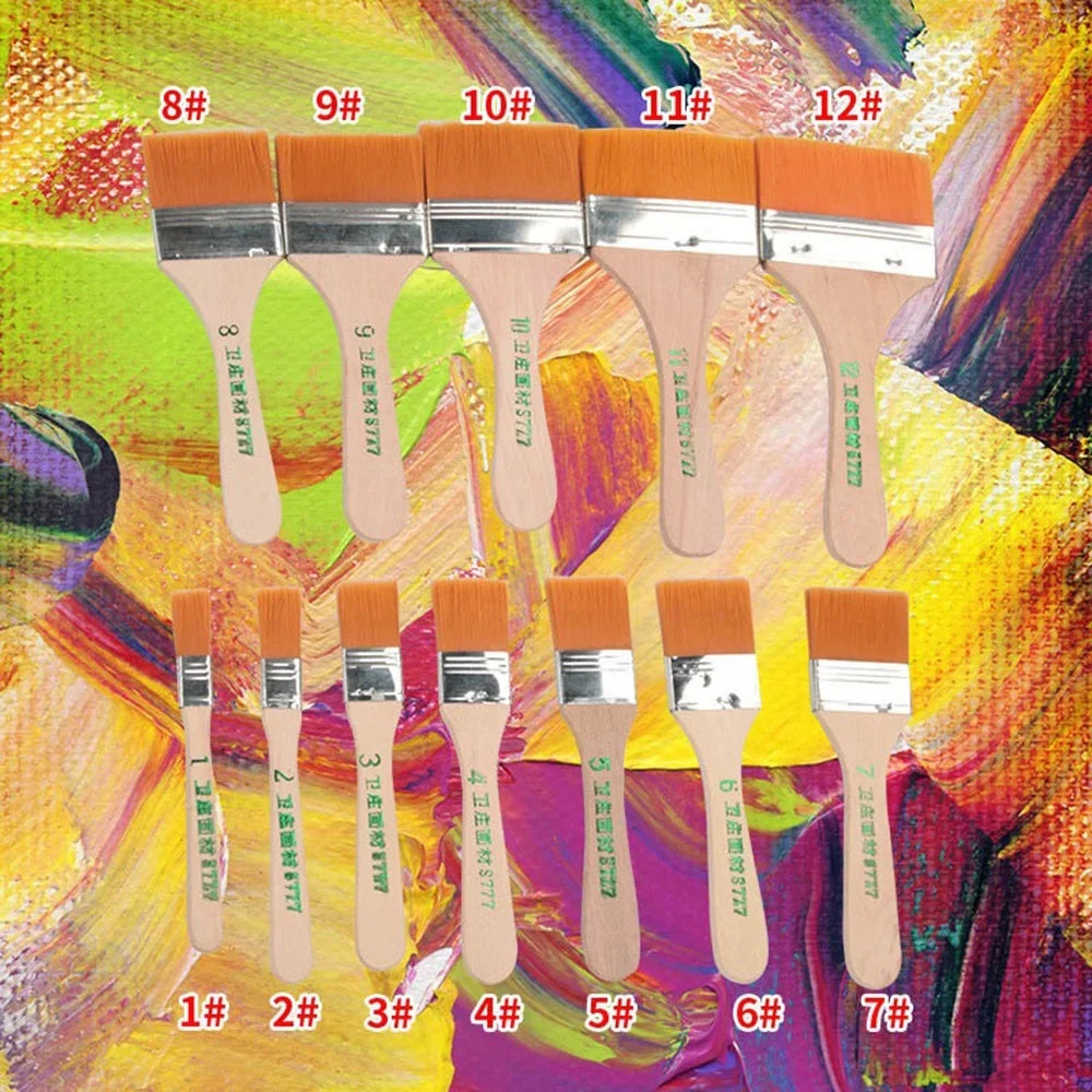 12pcs/set Memory Nylon Paint Brushes Set for Acrylic Oil Drawing Watercolor Wooden Painting Brush Tools Art Supplies Oasis Select