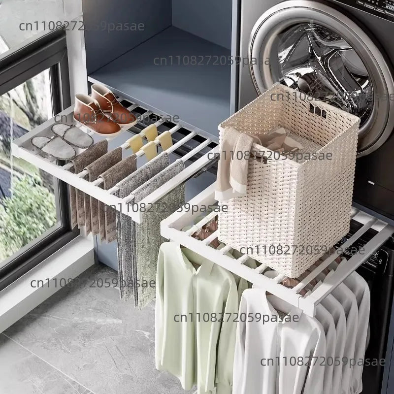 Washing Machine Invisible Drying Rack Balcony Hidden Pull-up Pants Rack Oasis Select