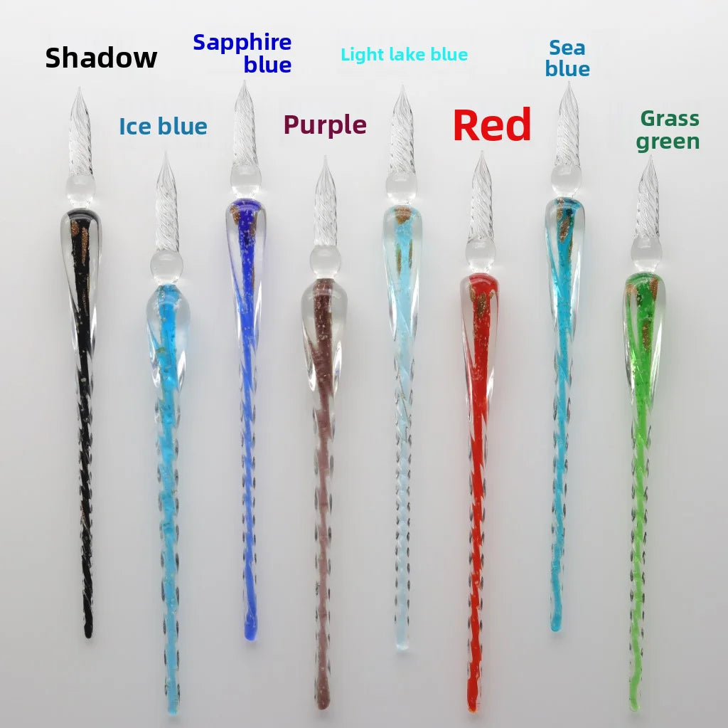 Crystal Glass Pen Dip Pen Set Gradient Color Retro Dip Pen Glass Pen Gift Box Oasis Select