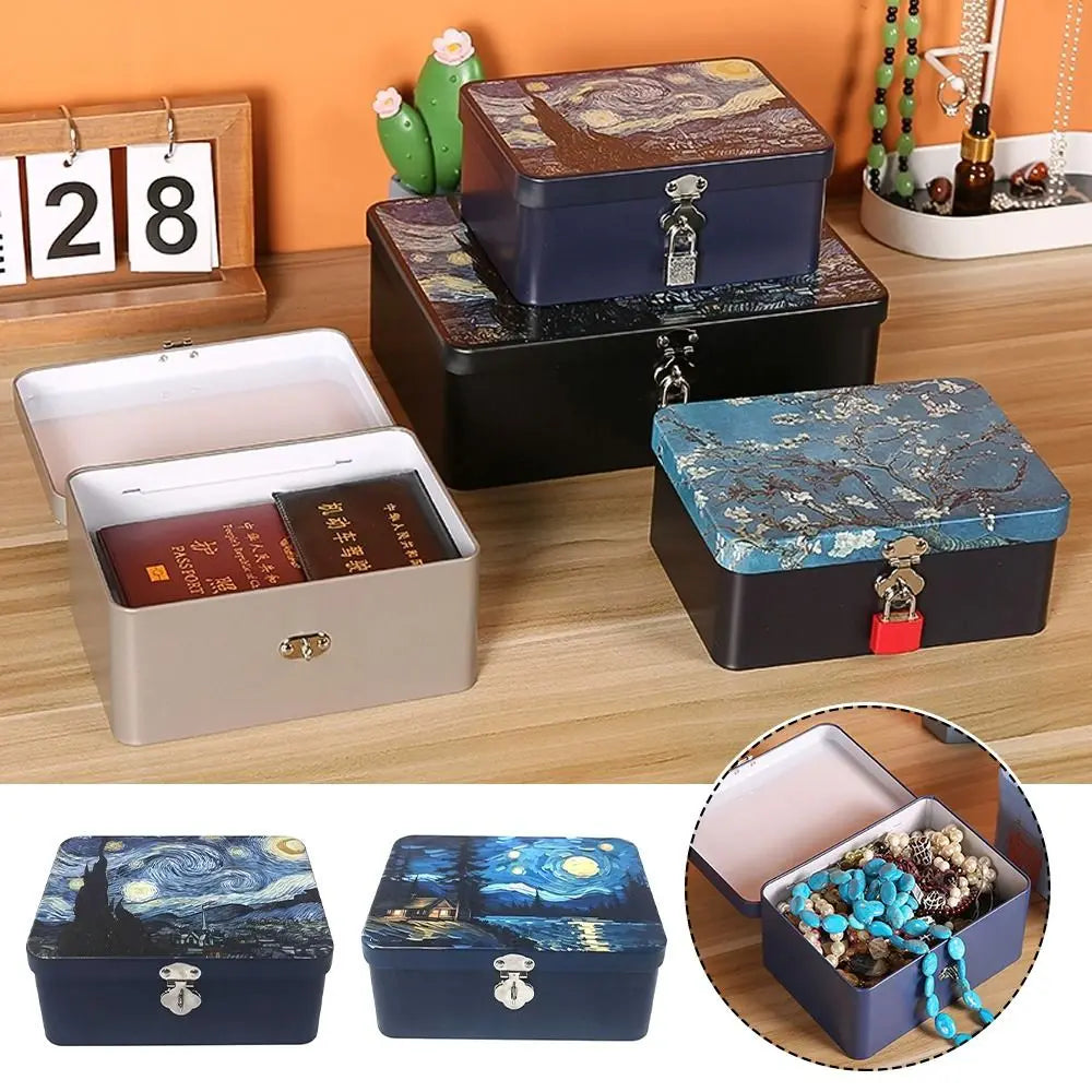 Large Size Storage Box Metal Material Private Storage Password Lock Box Password Lock Desktop Organizer Personal Items Oasis Select
