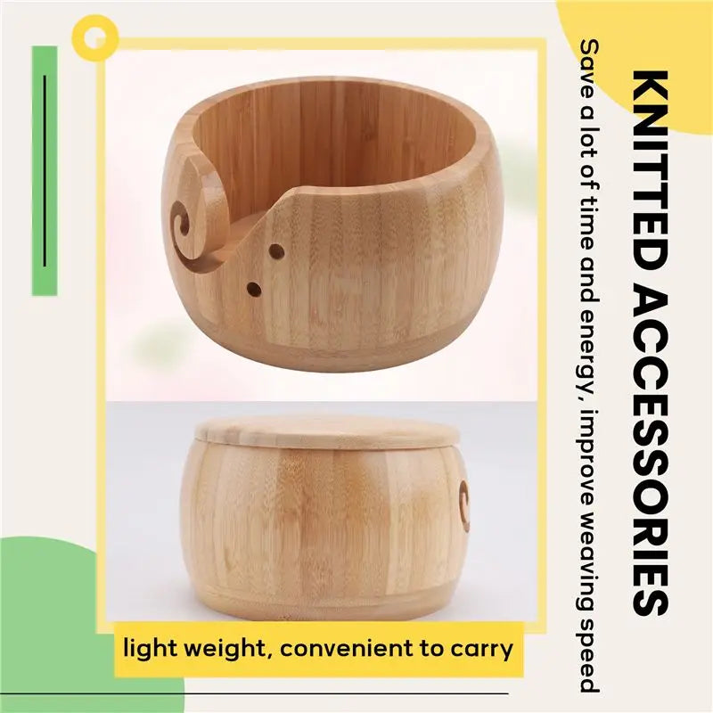 LIKE WISH Wooden Yarn Bowl Yarn Bowls With Lid For Knitting Crochet Yarn Ball Holder For DIY Knitting Crocheting Crochet Kit Oasis Select