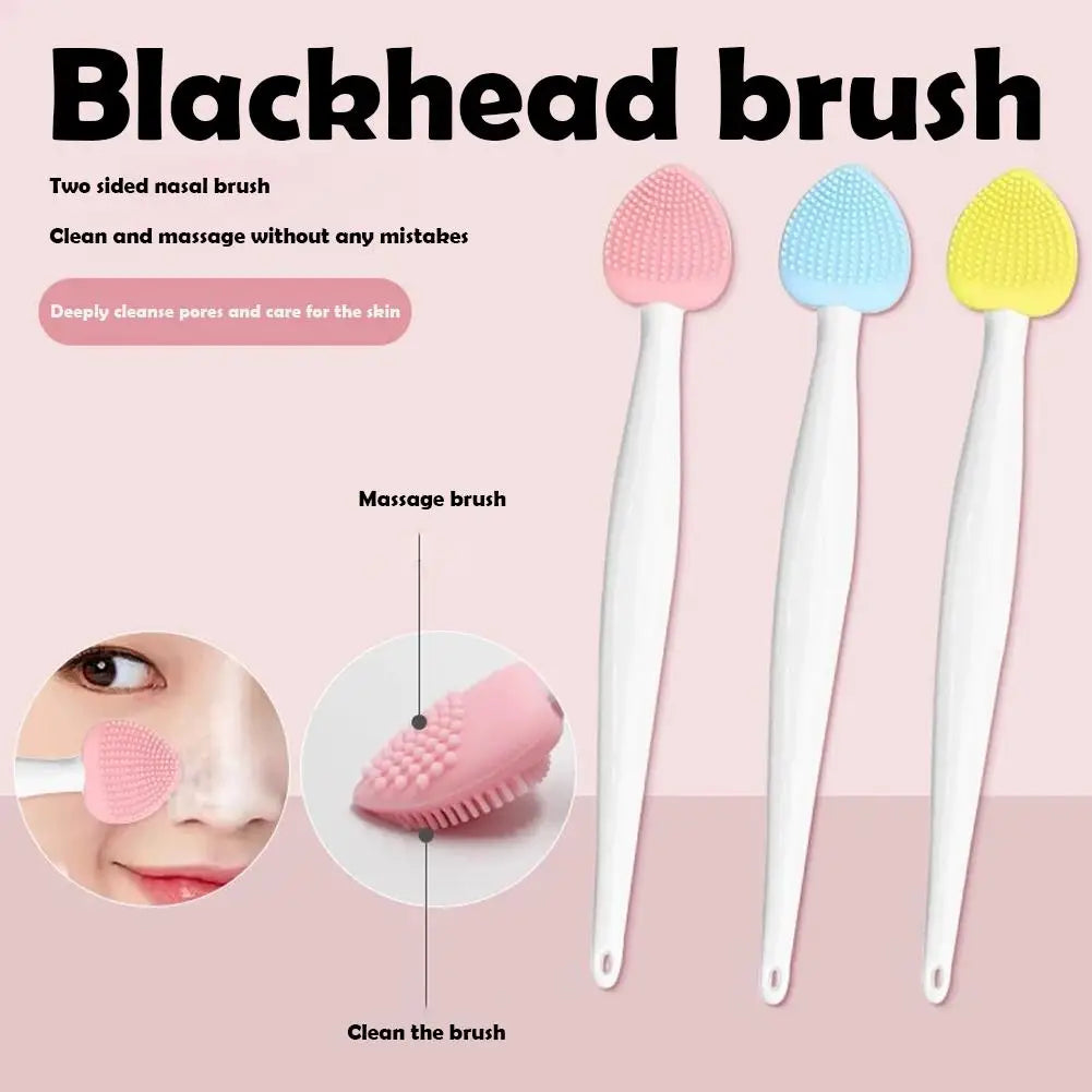 Silicone Pore Cleansing Brush For Face, Scrub Lip Exfoliator Brush Double-Sided Facial Exfoliating Tool for Blackhead Removal Oasis Select
