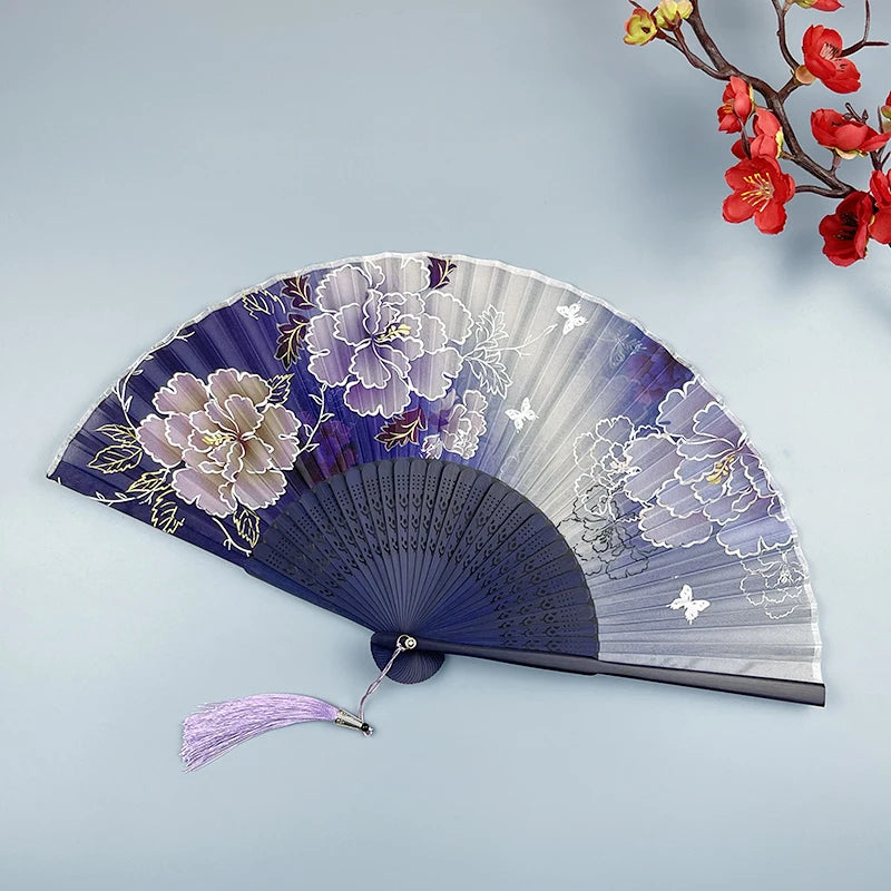 6-inch Portable Folding Fan Chinese-style Peony Flower Fan Summer Folding Craft Fan Oasis Select