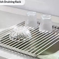 Roll Up Dish Drying Rack | Foldable Stainless Steel Sink Mat