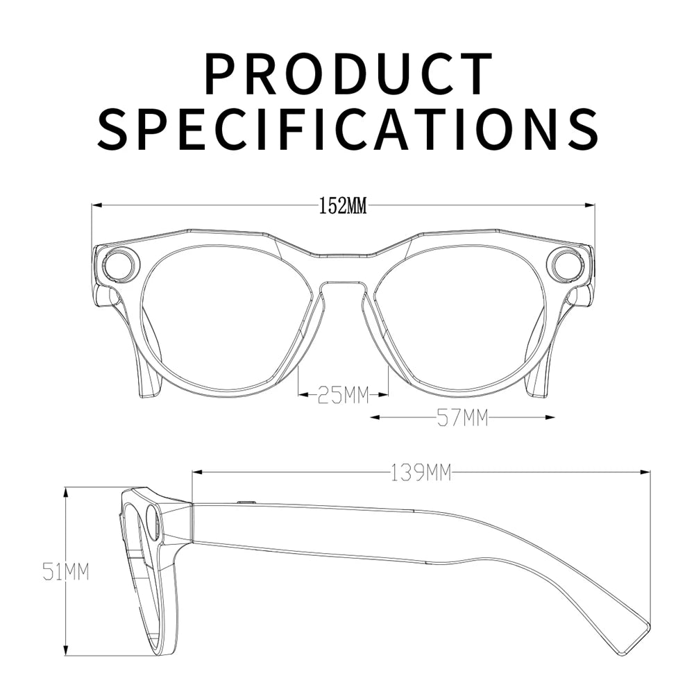 AI Smart Glasses 1300W Pixel Anti Blue Light HD Camera Video BT Call Real-time Translation Live Streaming Glasses Sunglasses Men Oasis Select