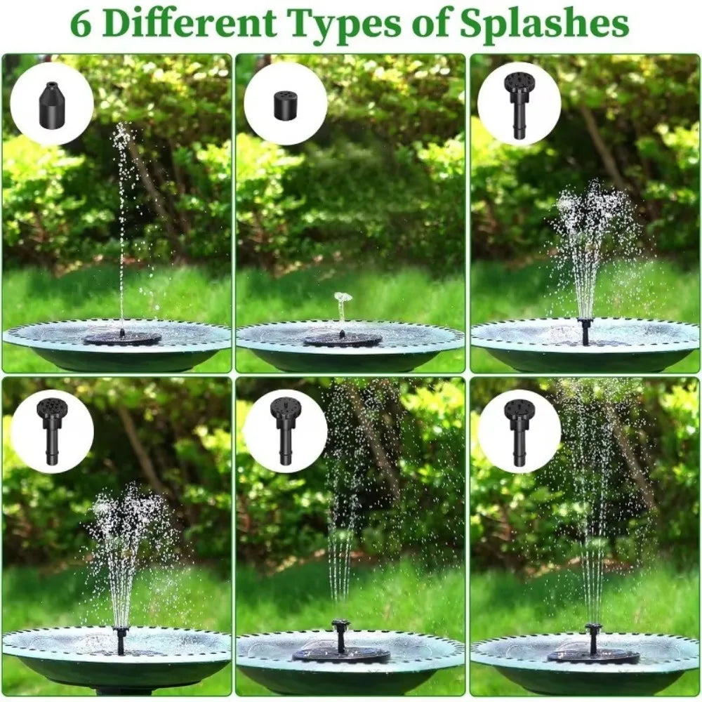 3.5W Solar Bird Bath Water Fountain Pump, with 6 Nozzles DIY Garden Ponds Pool Water Features, Ideal Outdoor Landscape Accessory Oasis Select