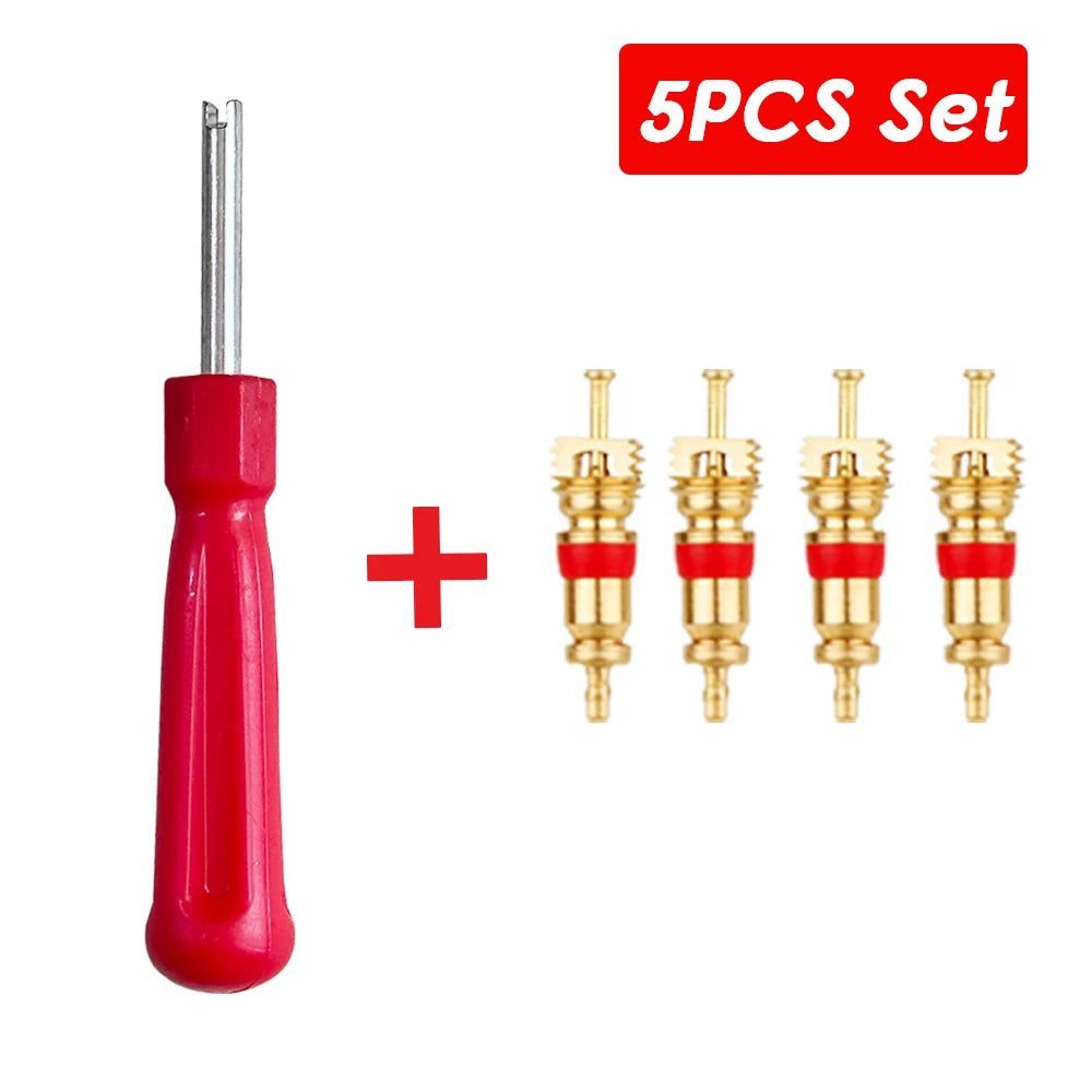 Portable Tire Valve Core Remover Installer Tool Removal Tool Car Bike Bicycle Motorcycle Tire Repair Tools Wrench Screwdriver Oasis Select 5pcs set