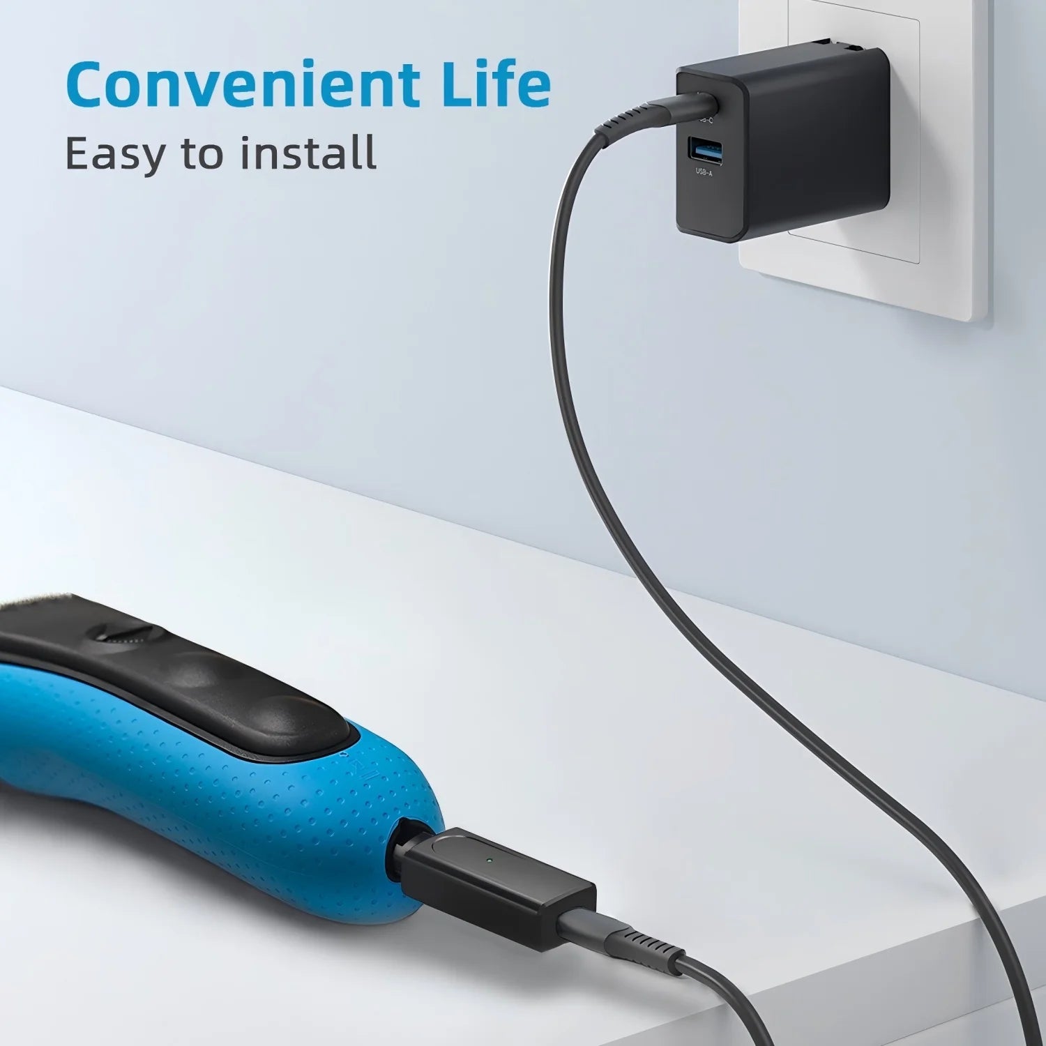 12V USB-C Shaver Adapter for Braun Series 3 5 7 9 | LED Shaver Charging Adapter Oasis Select