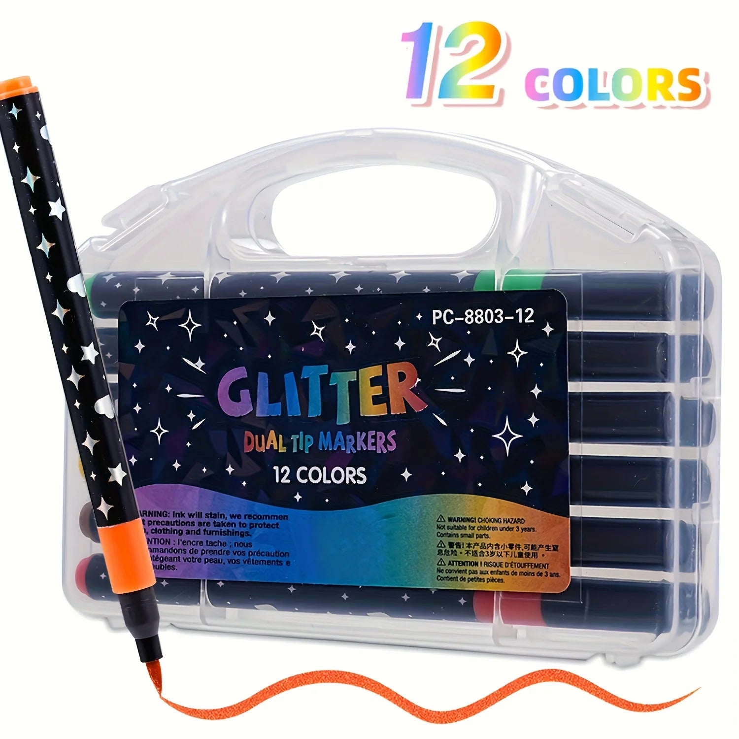 48/36/24/12 color glitter pen, water-based glitter pen, suitable for graffiti writing, professional office art supplies Oasis Select 12 colors