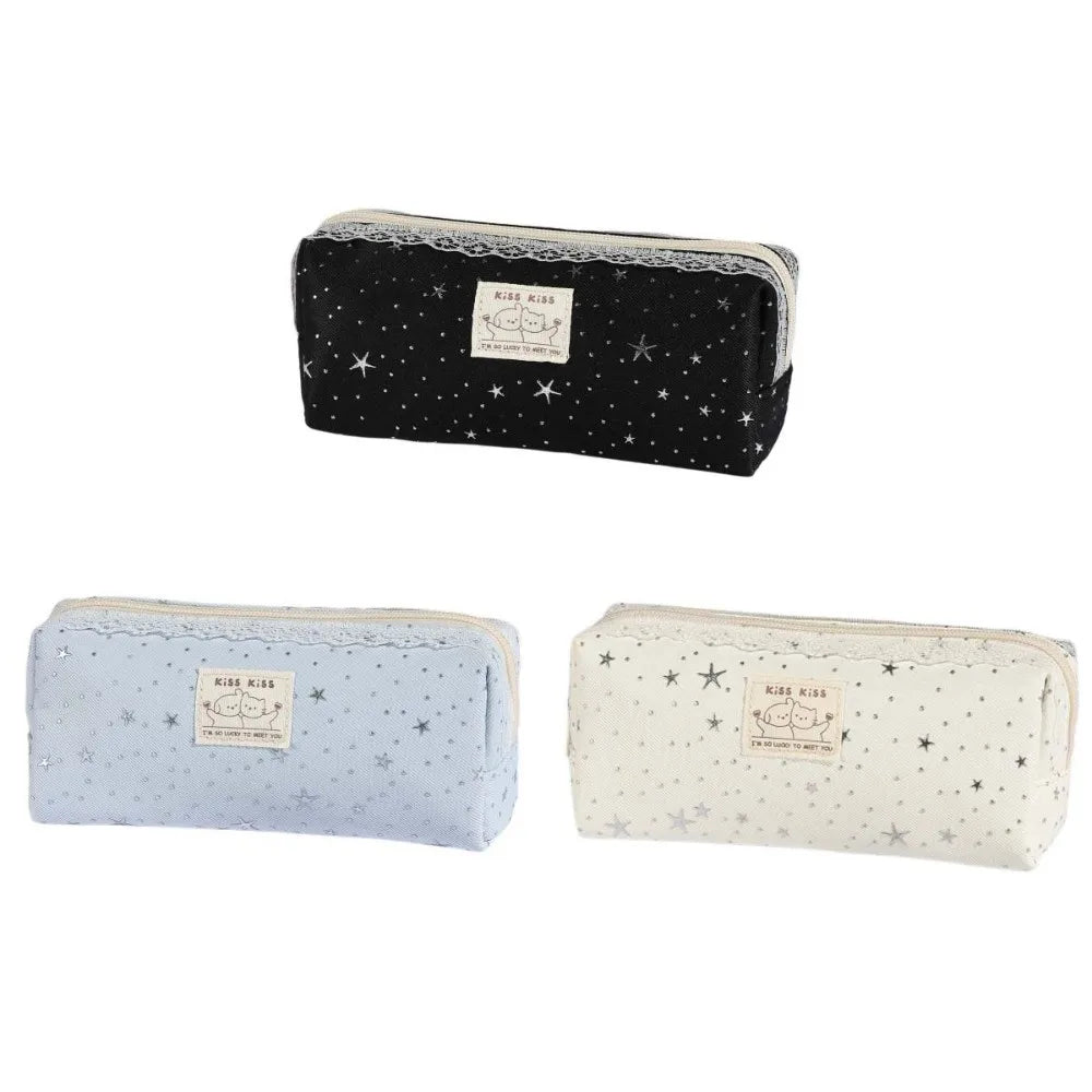 Lace Star Dots Y2k Dots Pencil Case Pencil Pouch Desktop Storage Korean Style Pen Bag Cute Dog Cat Friend Multi-functional Oasis Select