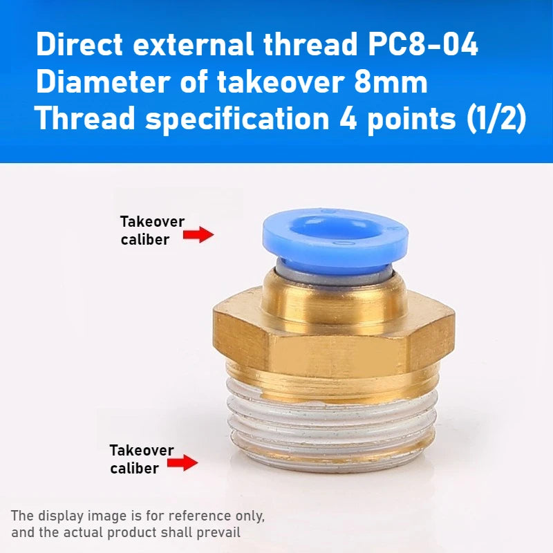 Quick Connector Tracheal Pneumatic PC8-02 Copper External Thread Straight Through Quick Insert Tracheal Connector PC1-03/12-04 Oasis Select PC 8-04 1PCS