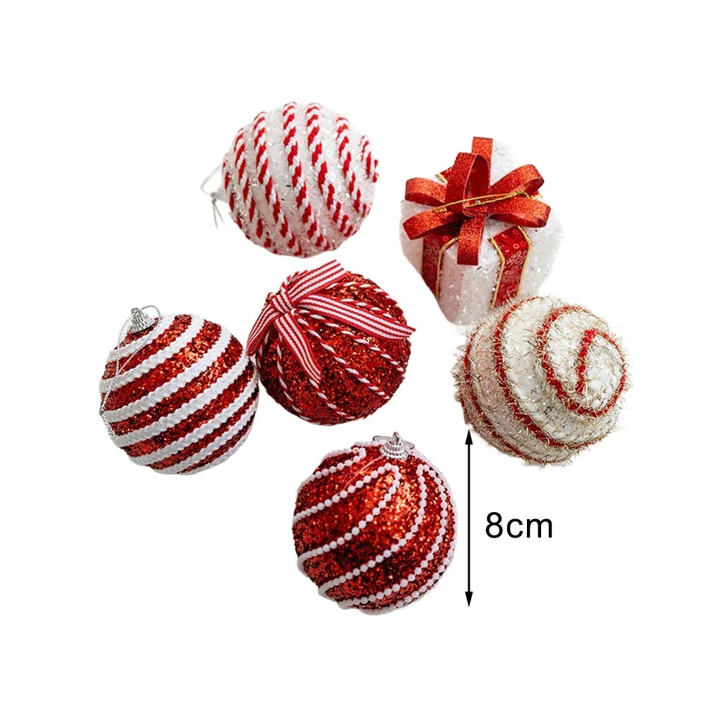 6 foam ball ornaments for Christmas tree decoration red white colors holiday party lightweight with hanging rope 8 cm Oasis Select