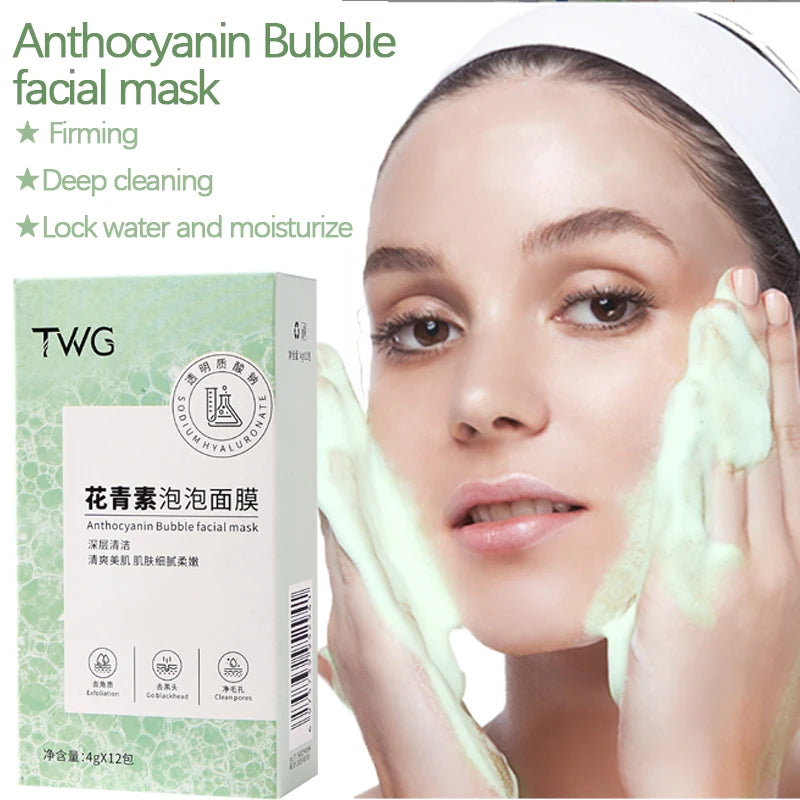 Anthocyanin Bubble Facial Mask – Deep Clean & Moisturizing 12pc Bubble Face Mask Oasis Select
