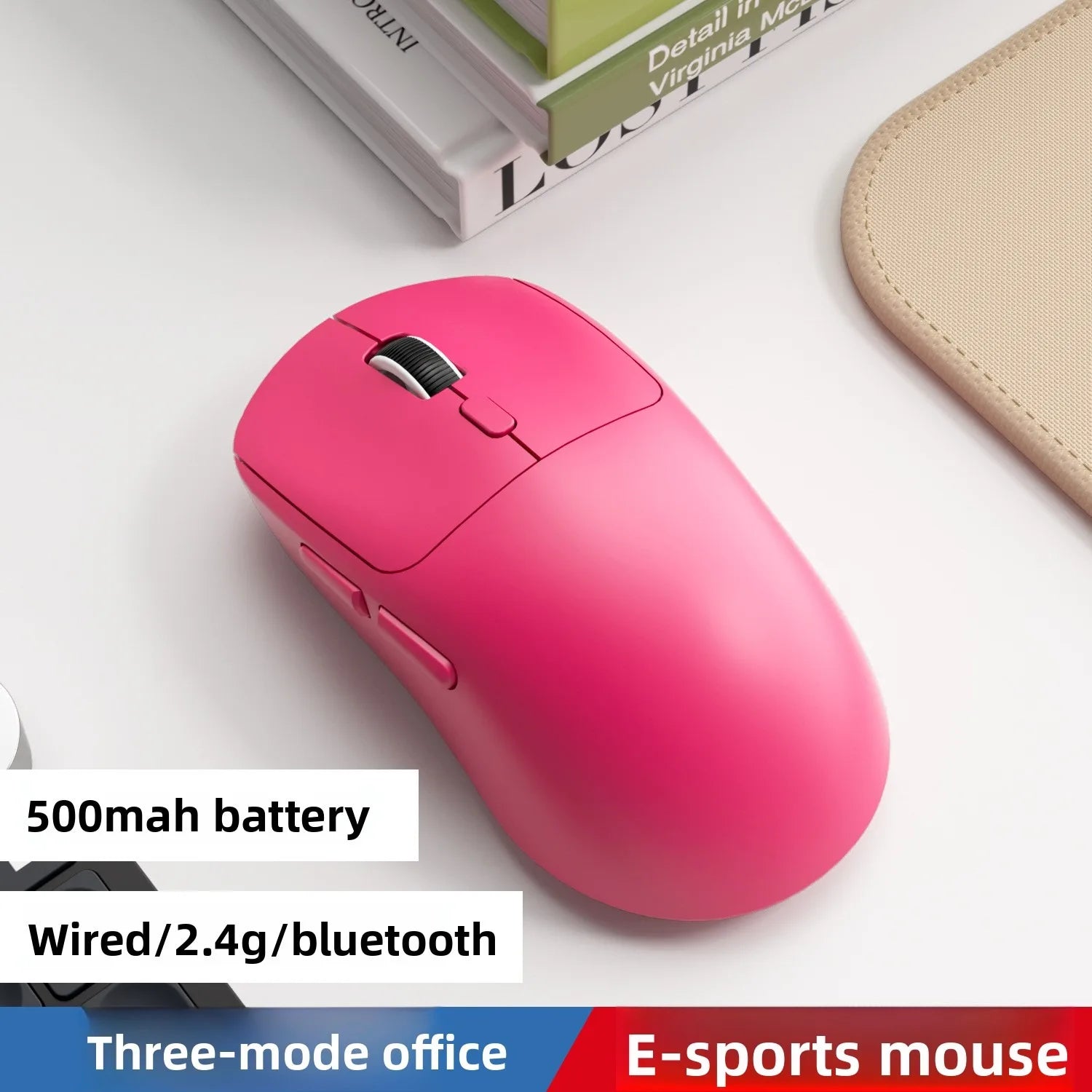 Tri-mode M348 Superlight Mouse Bluetooth 2.4G Wireless Gaming Mouse Flagship Chip Gaming Sensor 6 Adjustable DPI for Office Game Oasis Select Rose Red