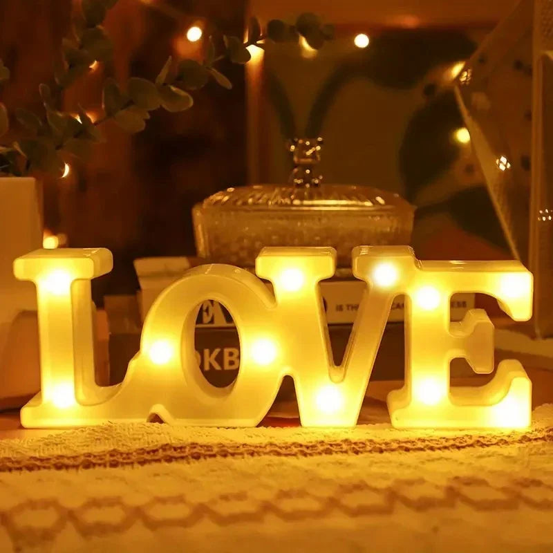 Valentine's Day LOVE LED Sign Lights Romantic Letter Lights Home Desktop Decoration Wedding Atmosphere Props Holiday Party Decor Oasis Select